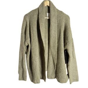 Joie Olive Green Long Sleeve Shawl Open Front Cardigan Sweater Size Large